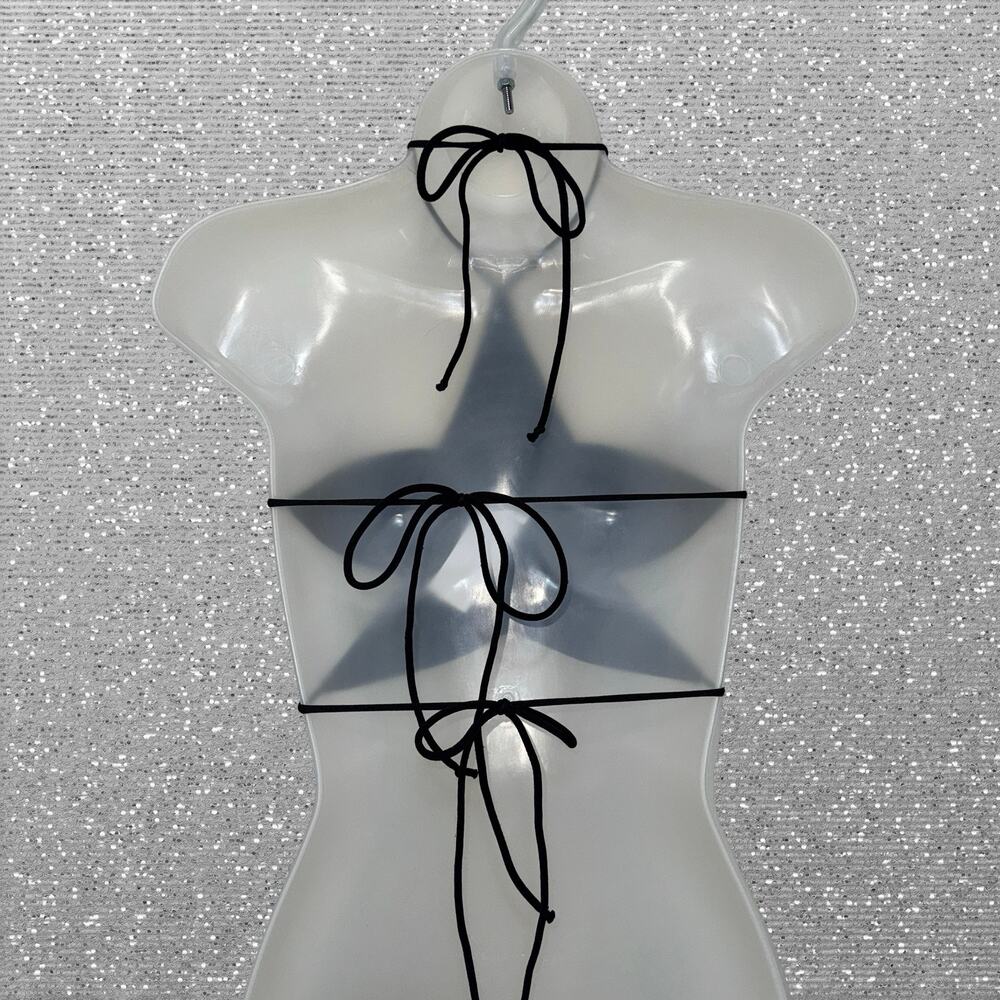New Small Black Star Backless Halter Top Crop Blouse Sleeveless Vegan Goth‎ Y2k - Picture 3 of 3